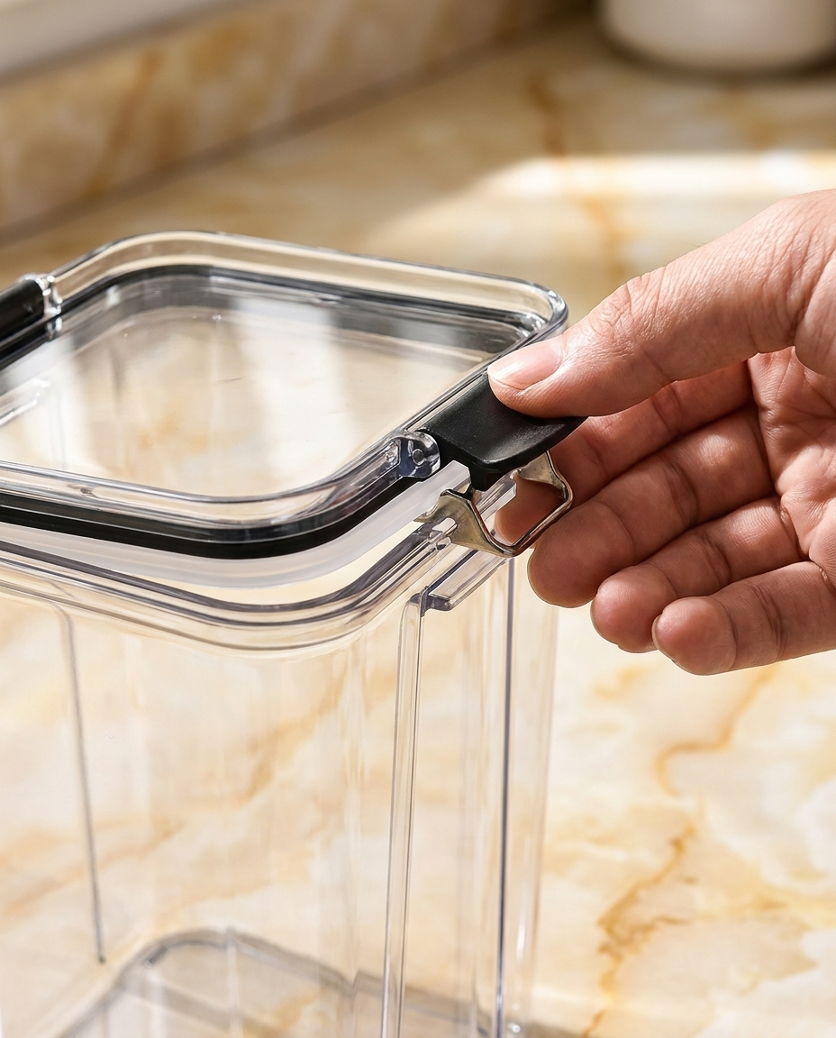Close-up of Airtight Food Storage Container flip-top seal