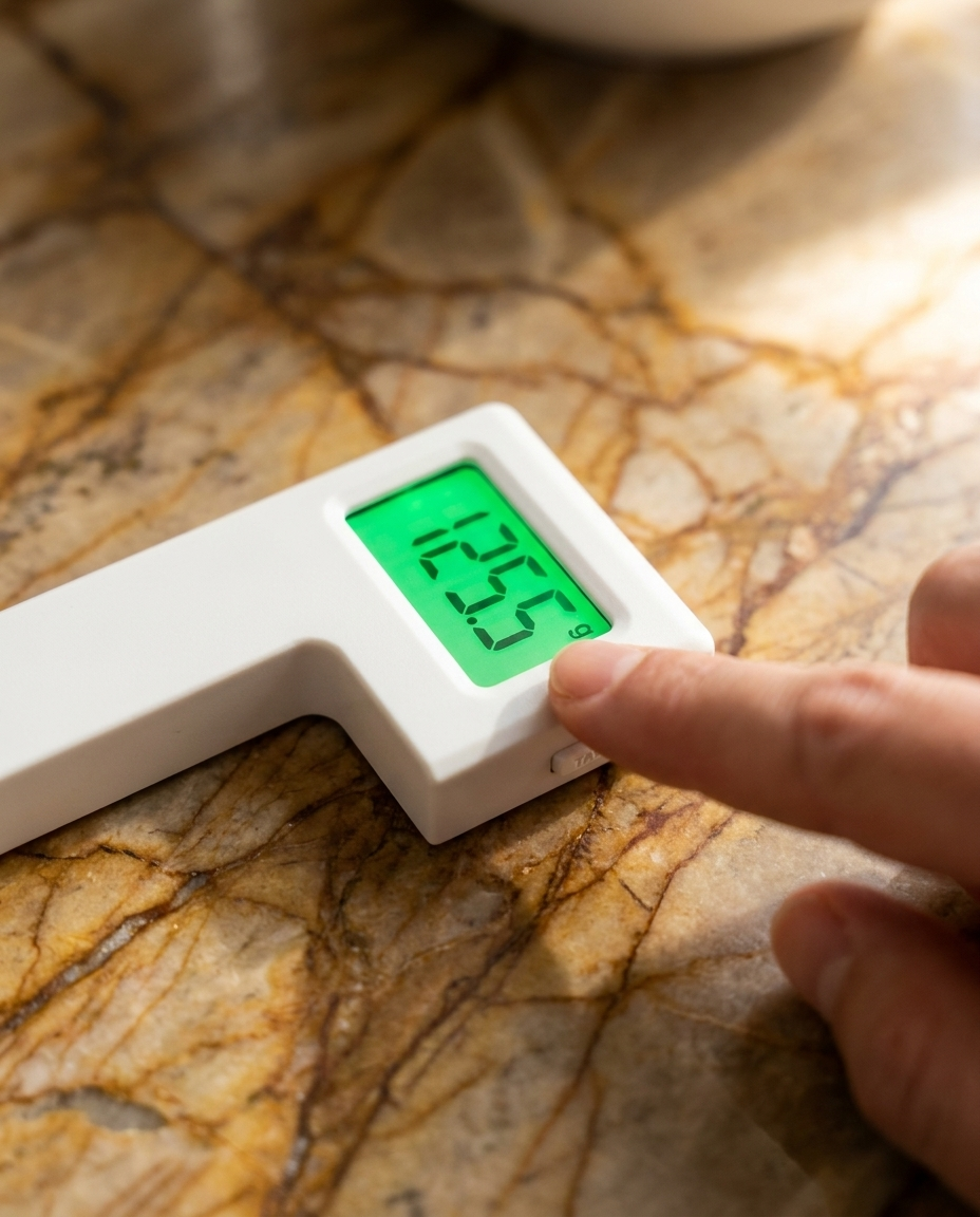 Close-up of Foldable Digital Kitchen Scale LED display