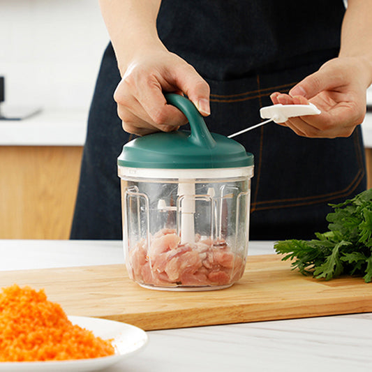 Compact Pull-Cord Manual Vegetable & Food Chopper in use